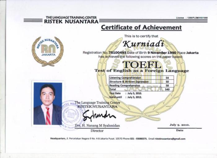 Jasa Legalisir Sertifikat TOEFL di Kemenkumham